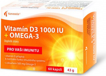 Vitamín D3 1000 IU + Omega-3 cps.60