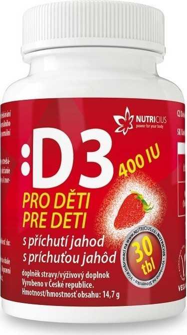 Vitamín D3 400IU pro děti jahoda tbl.30