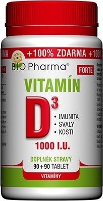 Vitamín D3 Forte 1000 I.U. tbl.90+90 Bio-Pharma