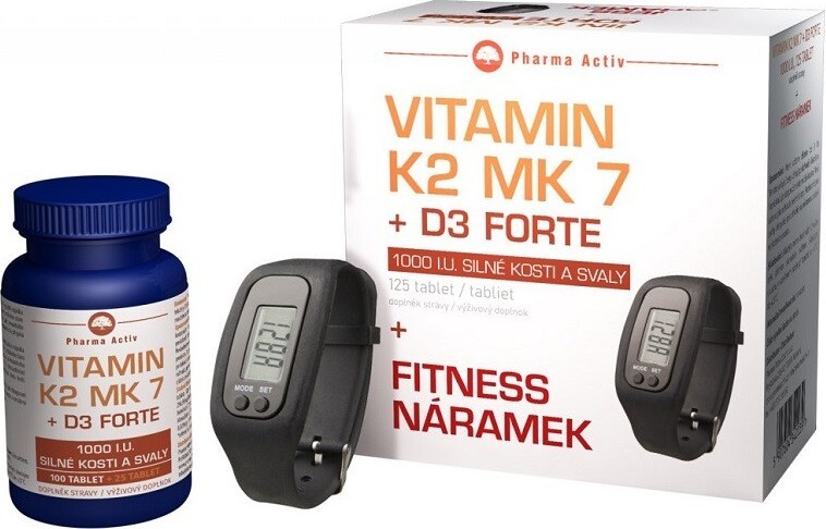 Vitamín K2 MK 7 + D3 Forte 125 tablet + Fitness náramek