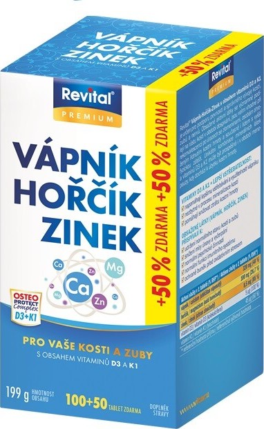 Vitar Vápník + Hořčík + Zinek + Vitamín D3+K1 100+50 tablet