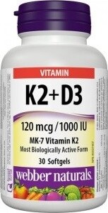 Webber Naturals K2+D3 120mcg/1000IU cps.30