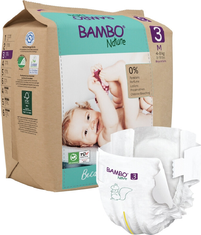 Bambo Nature 3 dětské plenkové kalhotky paper bag 4-8kg 28ks