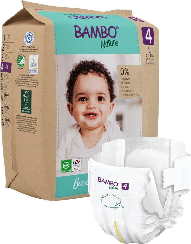 Bambo Nature 4 dětské plenkové kalhotky paper bag 7-14kg 24ks