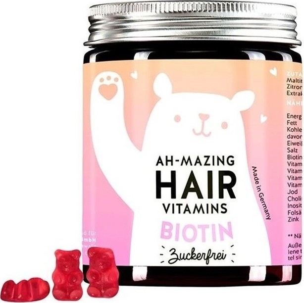 Bears With Benefits Ah-mazing Hair Vitamíny pro zdravé vlasy s biotinem bez cukru 60 ks