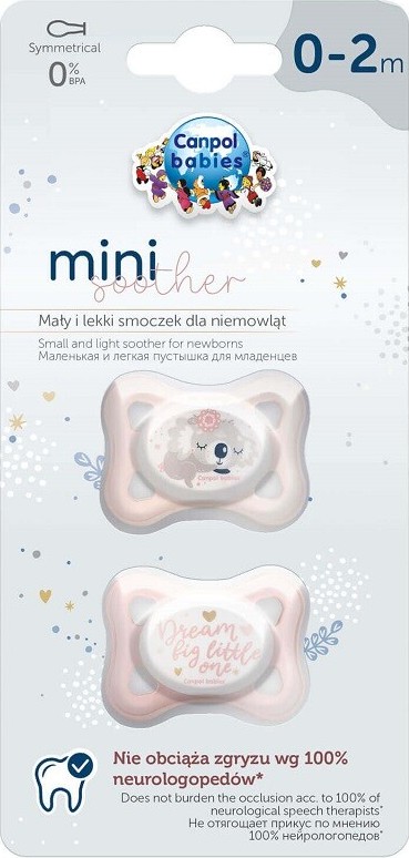 Canpol babies Set MINI dudlík 0-2m SLEEPY KOALA růžový