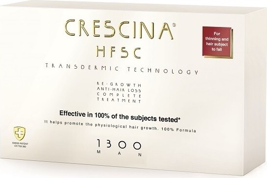 Crescina Transdermic péče na podporu růstu vlasů a proti vypadávání vlasů (stupeň 1300) muži