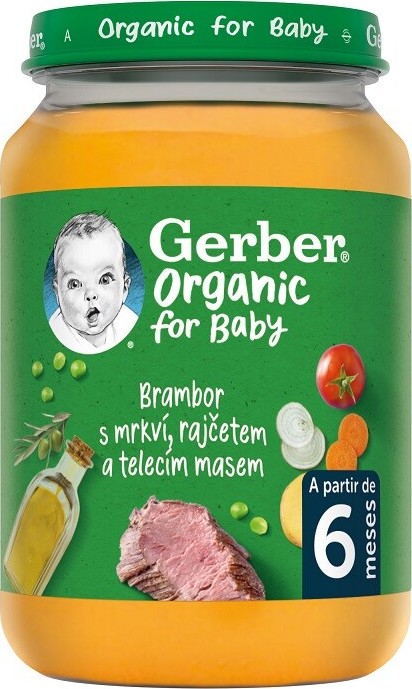 Gerber Zelenina s telecím masem BIO 190g 6M