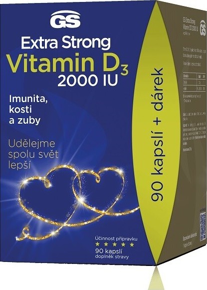 GS Extra Strong Vitamin D3 2000 IU 90 kapslí