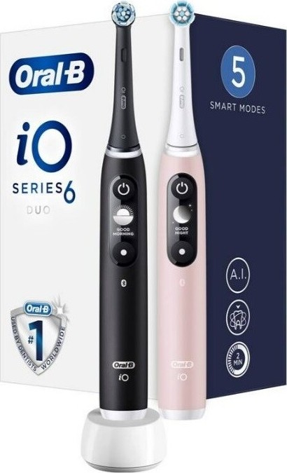 Oral-B iO 6 Duo Pack Black & Pink Sand magnetické zubní kartáčky