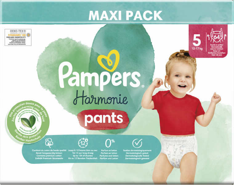 Pampers Harmonie Kalhotkové plenky velikost 5 12-17kg 64 ks