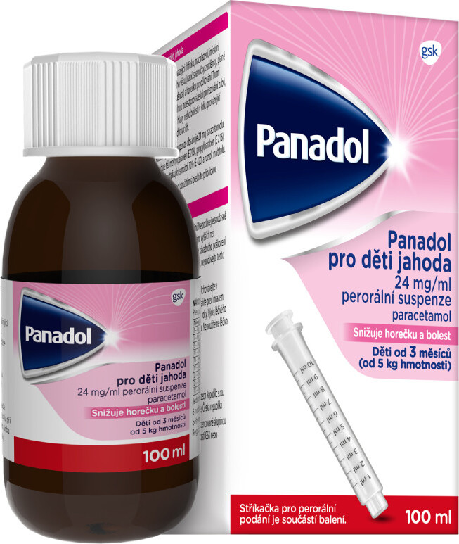 Panadol pro děti Jahoda 24mg/ml perorální suspenze 100 ml