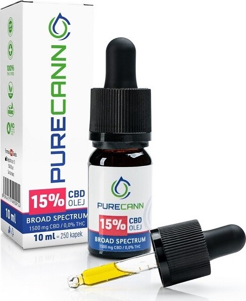 PURECANN 15% CBD olej Broad Spectrum 1500mg 10ml