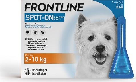 Frontline Spot On Dog 2-10kg pipeta 3x0.67ml