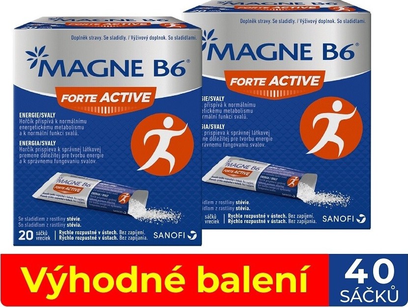 Magne B6 Forte Active 20 sáčků - balení 2 ks