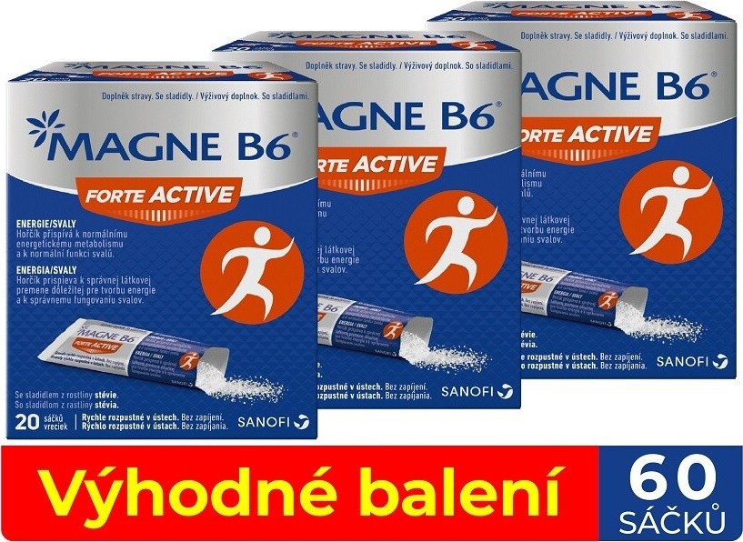 Magne B6 Forte Active 20 sáčků - balení 3 ks