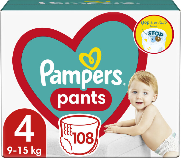 Pampers Pants Kalhotkové plenky velikost 4 Maxi 9-15kg Mega Box 108 ks