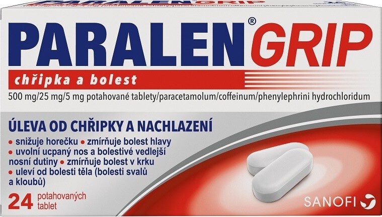 PARALEN GRIP CHŘIPKA A BOLEST 500MG/25MG/5MG potahované tablety 24 I