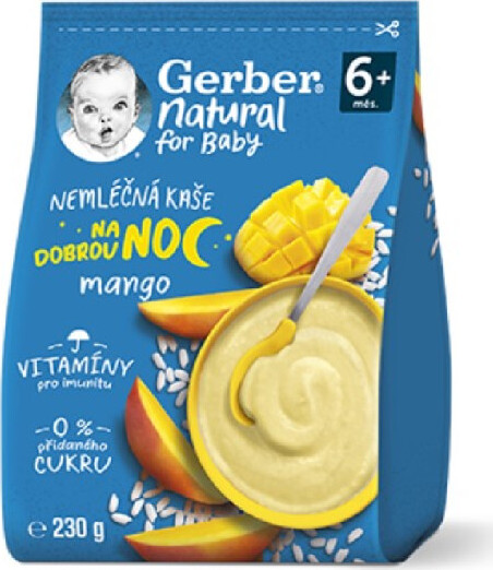 Gerber Natural Nemléčná kaše na dobrou noc mango 230g 6M