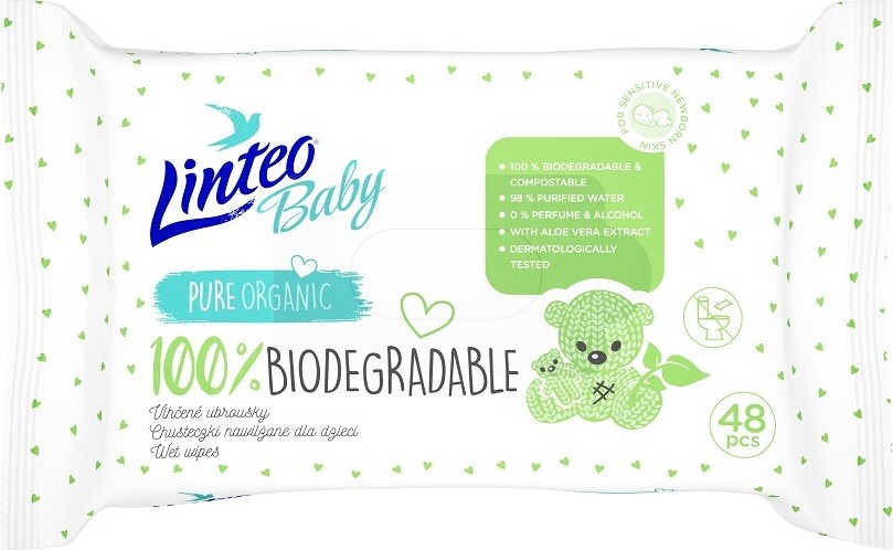 Linteo Baby Vlhčené ubrousky BIODEGRADABLE 48ks