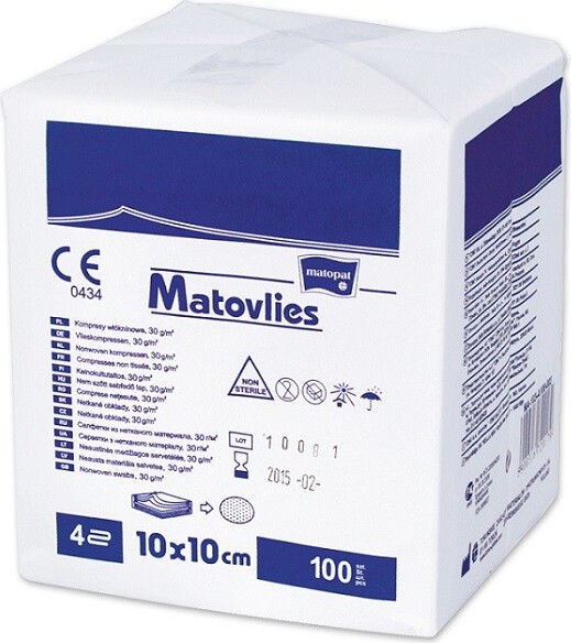 MATOPAT MATOVLIES KOMPRESY Z NETKANÉ TEXTILIE STERILNÍ 10CMX10CM