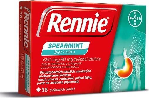 RENNIE SPEARMINT BEZ CUKRU 680MG/80MG TBL MND 36