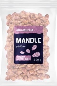 Allnature Mandle jádra s medem a květy růže 500g