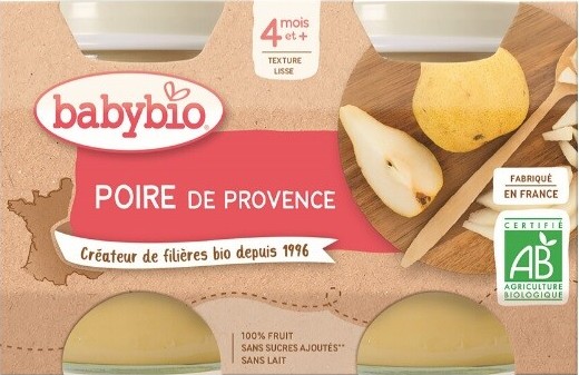 BABYBIO Ovocný příkrm hruška 2x130g