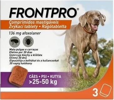 Frontpro žvýkací tablety pro psy 25-50kg 136mg 3 tablety