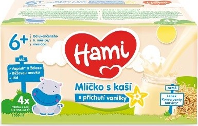 HAMI Mlíčko s kaší s příchutí vanilky 4x250ml