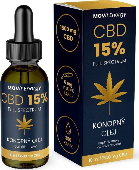 MOVit CBD 15% Full Spectrum konopný olej 10ml