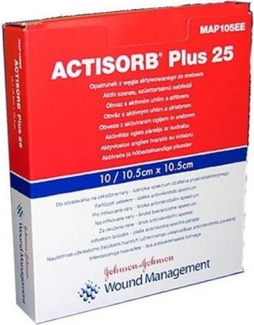 ACTISORB PLUS 25 KRYTÍ S AKTIVNÍM UHLÍM A STŘÍBREM 10