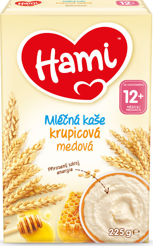 Hami mléčná kaše krupicová medová 225g 12M