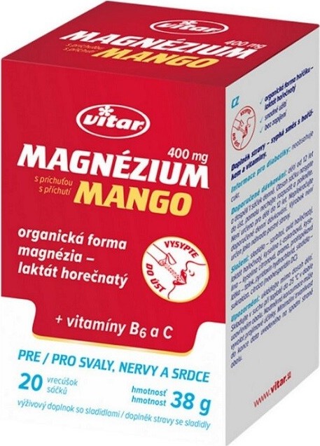 Vitar Magnezium 400mg+vit.B6+vit.C 20 sáčků