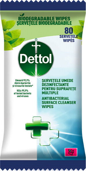 Dettol antibakteriální ubrousky na povrchy 80ks