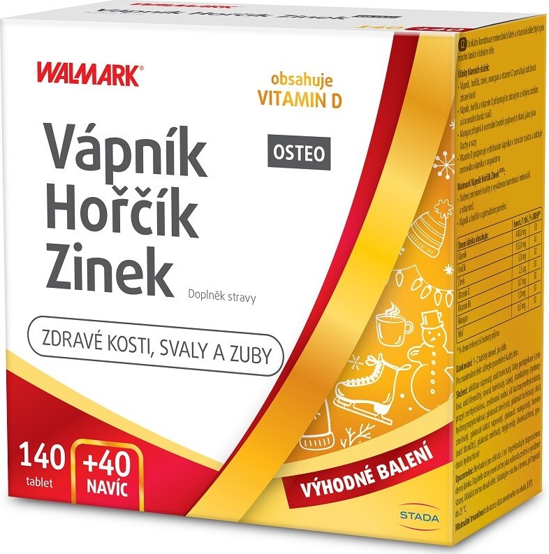 Walmark Vápník Hořčík Zinek Osteo 140+40 tablet navíc