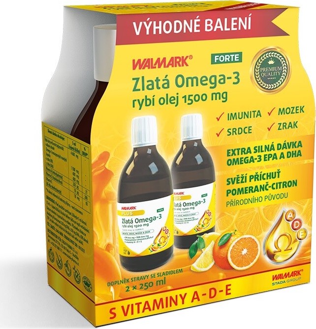 Walmark Zlatá Omega-3 Forte 1500 mg 2x250 ml VÝHODNÉ BALENÍ