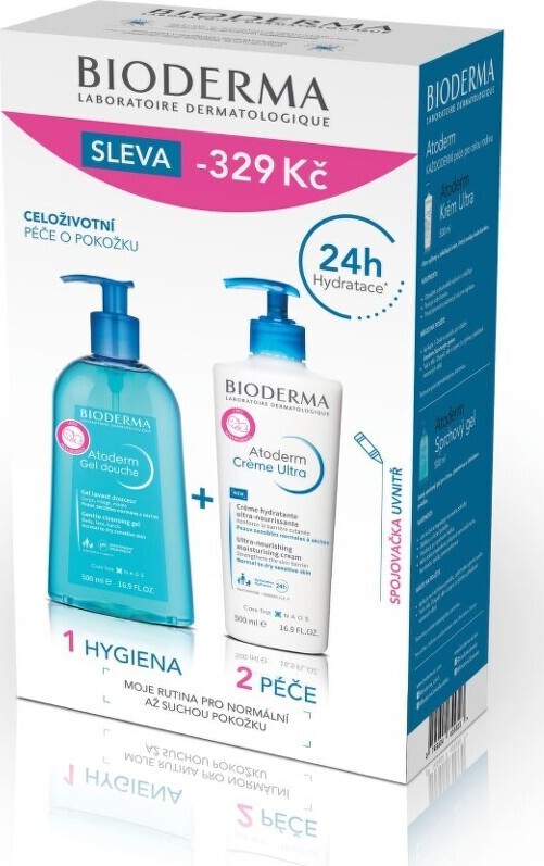 BIODERMA Atoderm Krém Ultra 500 ml + Atoderm Sprchový gel 500 ml