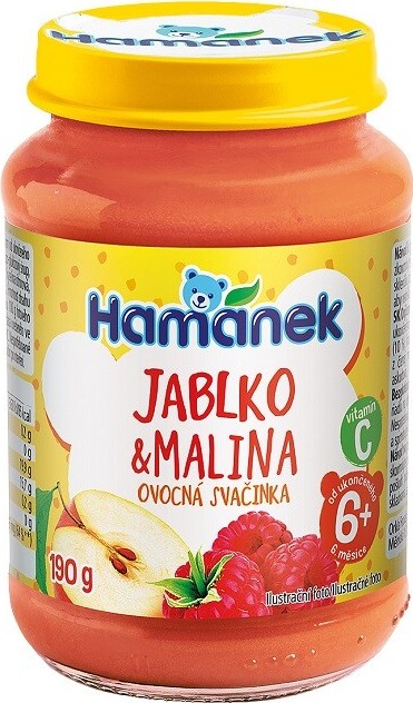 Hamánek Jablko+malina ovocná svačinka 190g 6m+