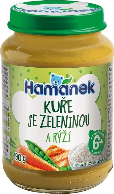 Hamánek Kuře se zeleninou a rýží 190g 6m+