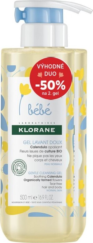 KLORANE BEBE Jemný mycí gel 500 ml DUO