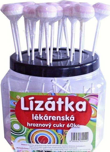 Lékárenská lízátka hroznový cukr 60 ks