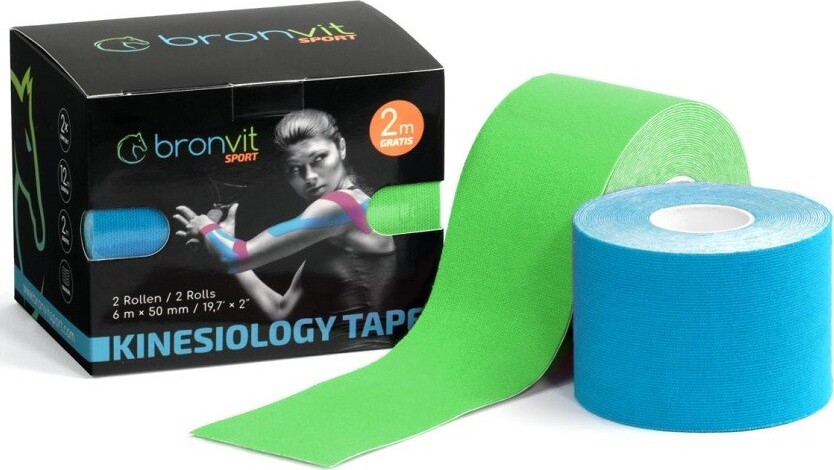 BronVit Sport Kinesio Tape set modrá + zelená 2x5cmx6m