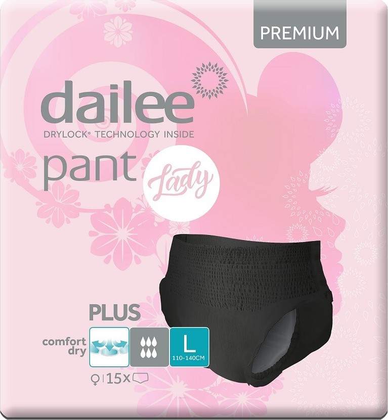 Dailee Pant Premium Lady Black PLUS inkontinenční kalhotky vel.L 15ks