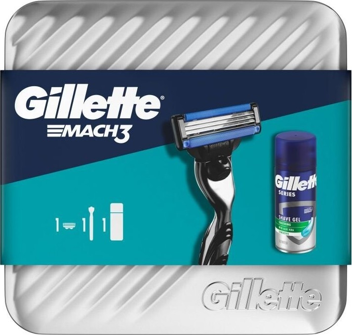 Gillette dárková sada pro muže Mach3 holicí Strojek + Gel Series