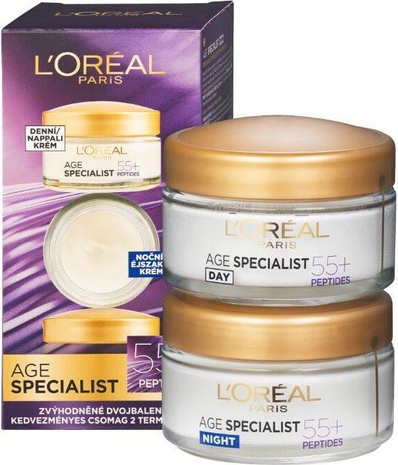 L'Oréal Paris Age Specialist 55+ denní a noční krém proti vráskám 2 x 50 ml dárková sada