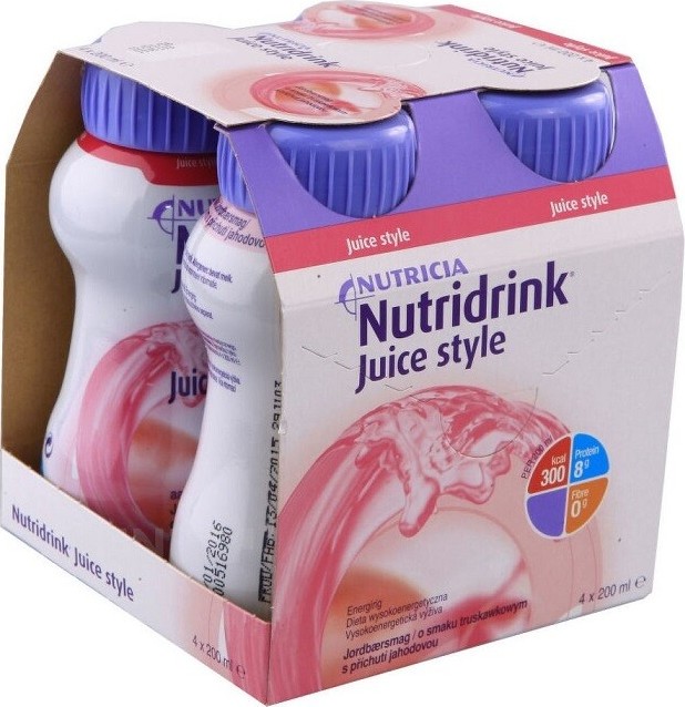 NUTRIDRINK JUICE STYLE S PŘÍCHUTÍ JAHODOVOU POR SOL 4X200ML