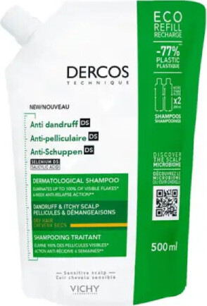 VICHY DERCOS Šampon na suché lupy náplň 500ml