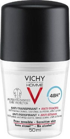 Vichy Homme Deodorant deodorant roll-on proti bílým a žlutým skvrnám 48h 50 ml