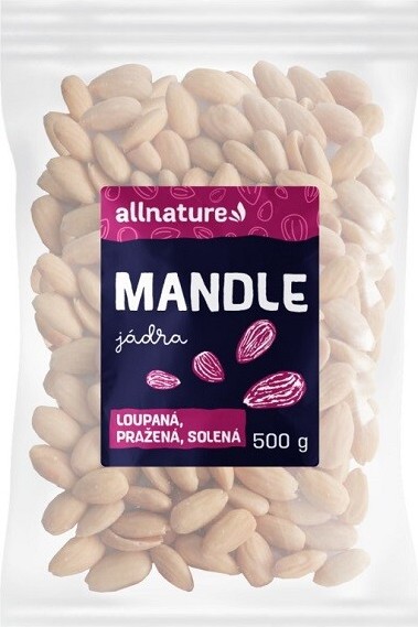 Allnature Mandle jádra loupaná pražená solená 500g